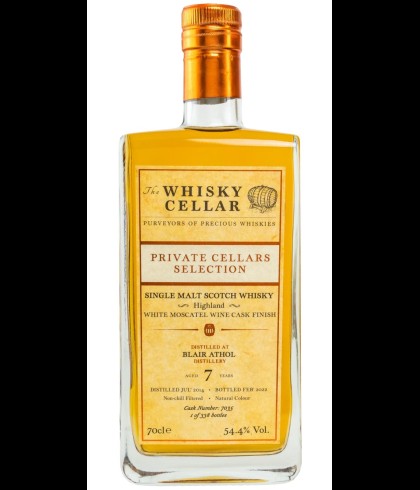 Fles Whisky Cellar Blair Athol 7 Years Old, enkel vat gebotteld door The Whisky Cellar, op voorraad bij slijterij t Bockje in Bathmen
