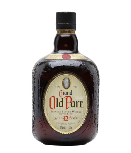 Fles Grand Old Parr 12 Years, whisky, bij slijterij ’t Bockje in Bathmen