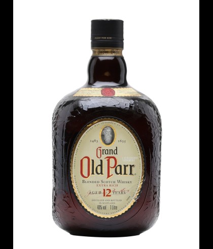 Fles Grand Old Parr 12 Years, whisky, bij slijterij ’t Bockje in Bathmen