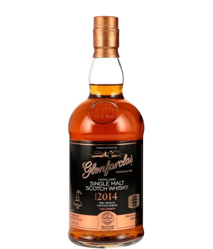 Fles Glenfarclas 2014 Trinity — The Dunnage Warehouses, single malt whisky, op voorraad bij slijterij t Bockje in Bathmen