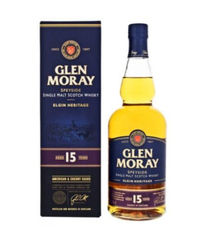Fles Glen Moray 15 Years Old Elgin Heritage, single malt whisky, op voorraad bij slijterij t Bockje in Bathmen