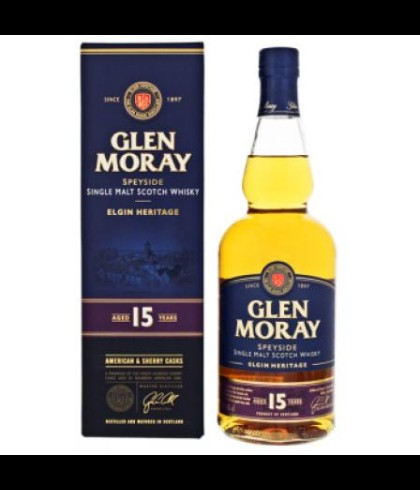 Fles Glen Moray 15 Years Old Elgin Heritage, single malt whisky, op voorraad bij slijterij t Bockje in Bathmen