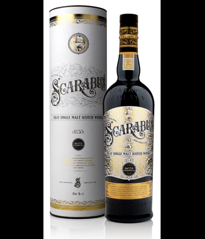 Fles Scarabus Cask Strength Islay Malt, Islay single malt whisky, op voorraad bij slijterij t Bockje in Bathmen
