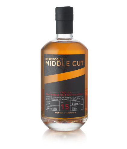 Fles Dramfool’s Middle Cut Caol Ila 15 Years Old, single malt whisky, op voorraad bij slijterij t Bockje in Bathmen
