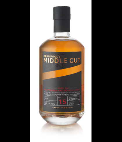 Fles Dramfool&rsquo;s Middle Cut Caol Ila 15 Years Old, single malt whisky, op voorraad bij slijterij t Bockje in Bathmen