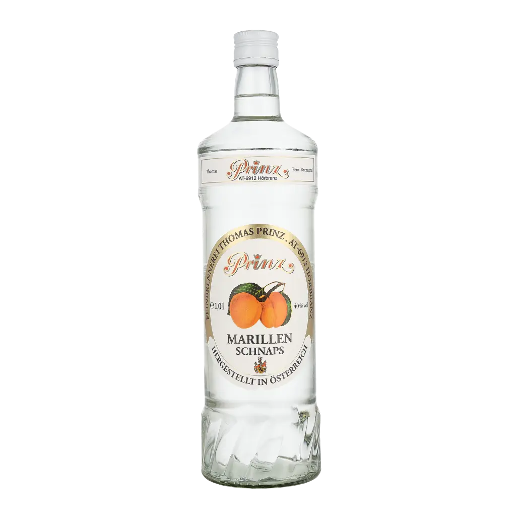 Eau de vie Prinz Marillen Schnaps van Prinz, bij slijterij ’t Bockje in Bathmen