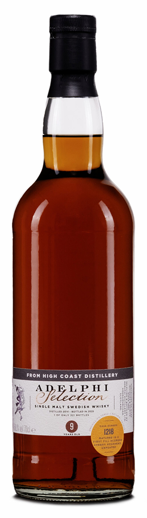 Fles Adelphi High Coast 9 Years Old 2014, single malt whisky, op voorraad bij slijterij t Bockje in Bathmen