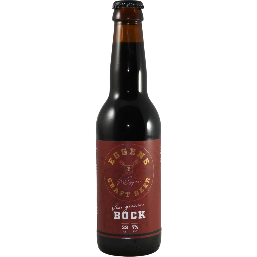 Fles Eggens Vier Granen Bock, bier van Eggens, bij slijterij ’t Bockje in Bathmen