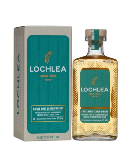 Fles Lowland single malt van Lochlea, op voorraad bij slijterij t Bockje in Bathmen