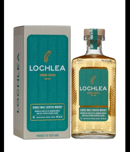 Fles Lowland single malt van Lochlea, op voorraad bij slijterij t Bockje in Bathmen