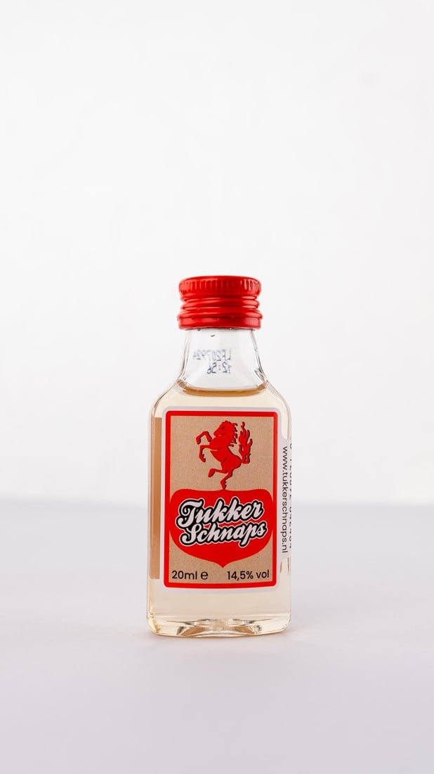 Likeur Tukker schnaps mini van Tukker, op voorraad bij slijterij ’t Bockje in Bathmen