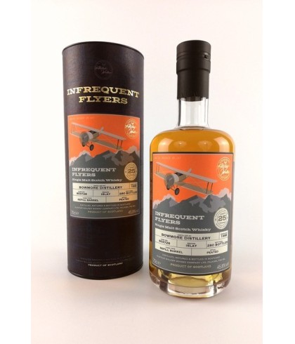 Fles Infrequent Flyers Bowmore 1998 25 Years Old, single malt whisky, op voorraad bij slijterij t Bockje in Bathmen