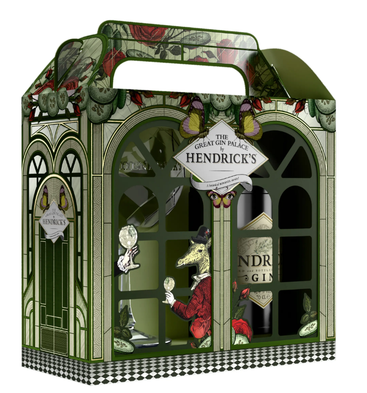 Fles Hendrick's Gin Giftpack met Copa glas, gin van Hendrick’s, op voorraad bij slijterij ’t Bockje in Bathmen