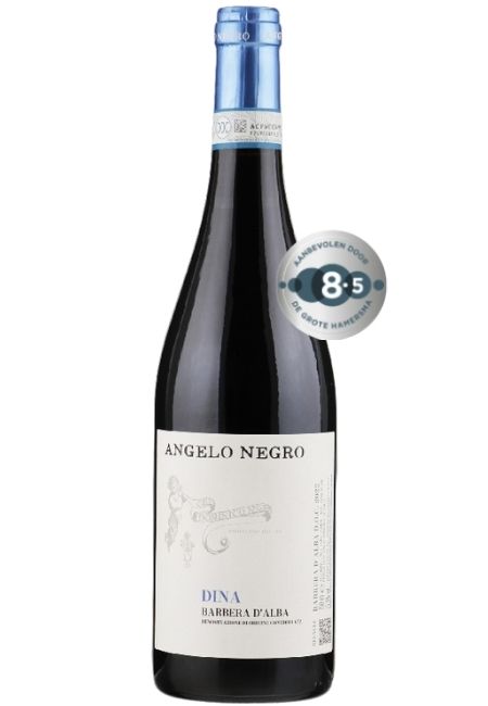 Fles Angelo Negro Dina Barbera d'Alba, wijn, op voorraad bij slijterij ’t Bockje in Bathmen