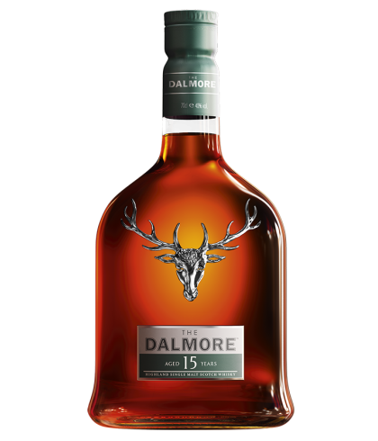 Fles The Dalmore 15 Years Old, single malt whisky, op voorraad bij slijterij t Bockje in Bathmen