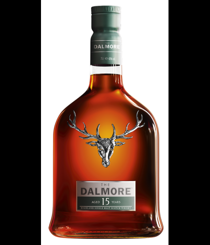 Fles The Dalmore 15 Years Old, single malt whisky, op voorraad bij slijterij t Bockje in Bathmen