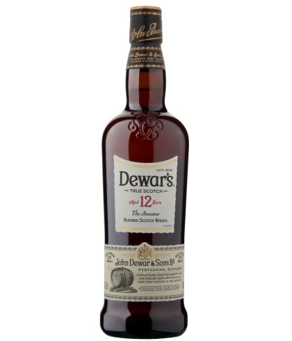 Fles Dewar’s 12 Years Old, single malt whisky, op voorraad bij slijterij t Bockje in Bathmen