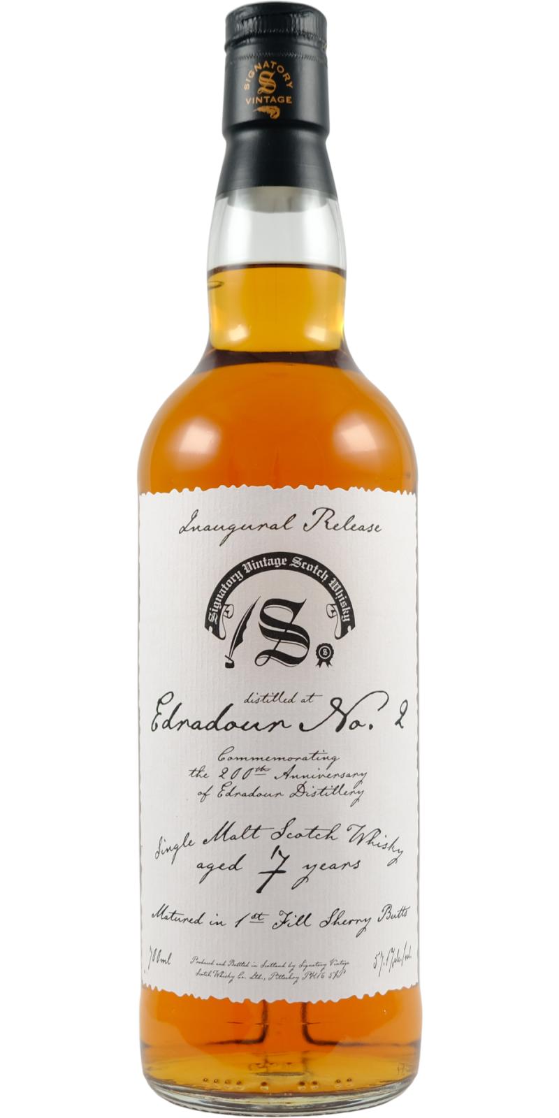 Fles Signatory Inaugural Release Edradour No.2, single malt whisky, op voorraad bij slijterij t Bockje in Bathmen