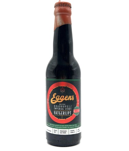Fles Eggens Quadruppel/Imperial Stout Islay Whisky Vatgerijpt 002/2026, bier van Eggens, bij slijterij t Bockje in Bathmen