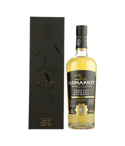 Fles Clonakilty 18 Years Old Single Cask Single Malt, single malt whisky, op voorraad bij slijterij t Bockje in Bathmen