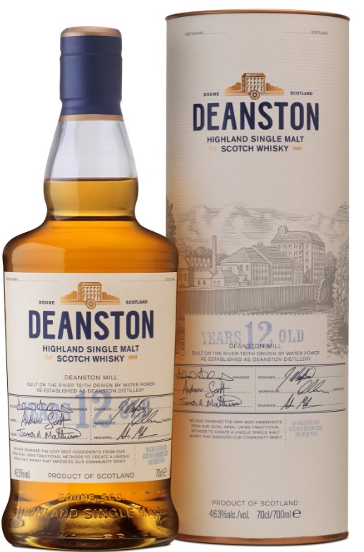 Fles Deanston 12 Years Old, single malt whisky, op voorraad bij slijterij t Bockje in Bathmen