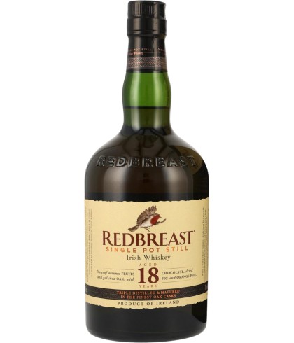 Fles Redbreast 18 Years Old, Ierse single pot still whiskey, op voorraad bij slijterij t Bockje in Bathmen
