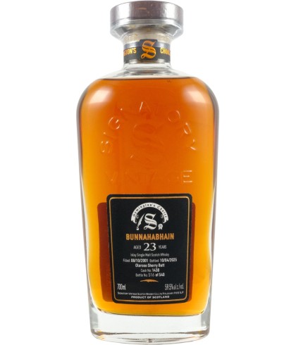 Fles Signatory Vintage Bunnahabhain 23Y 2001, single malt whisky, op voorraad bij slijterij t Bockje in Bathmen