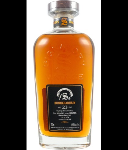 Fles Signatory Vintage Bunnahabhain 23Y 2001, single malt whisky, op voorraad bij slijterij t Bockje in Bathmen