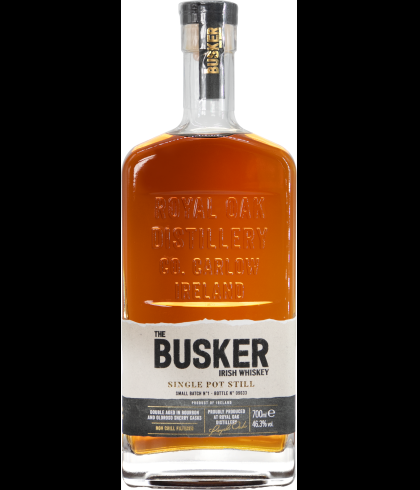 Fles The Busker Small Batch Single Pot Still, Ierse whiskey van Royal Oak in County Carlow, op voorraad bij slijterij t Bockje in Bathmen