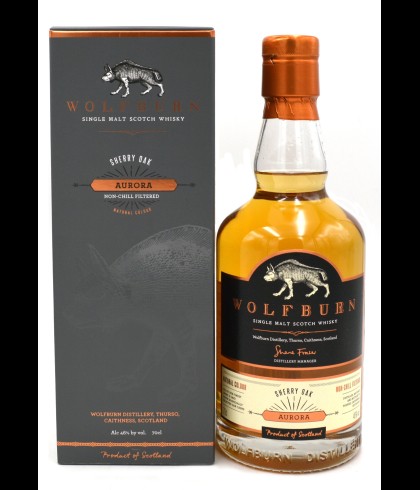 Fles Wolfburn Aurora, Schotse single malt whisky uit Thurso, op voorraad bij slijterij t Bockje in Bathmen