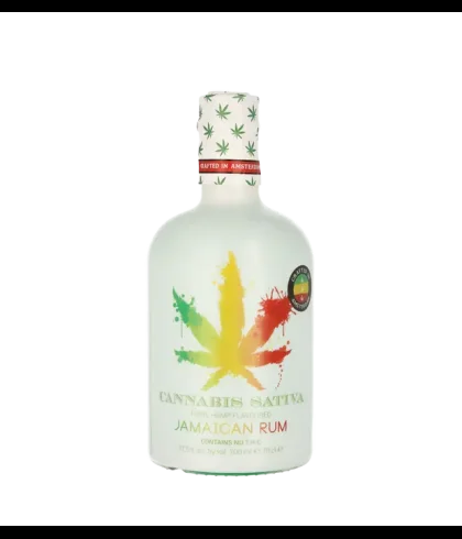 Fles Cannabis Sativa Jamaican Rum, rum, op voorraad bij slijterij t Bockje in Bathmen