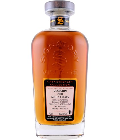 Fles Signatory Vintage Deanston 13 Years Old, single malt whisky, op voorraad bij slijterij t Bockje in Bathmen