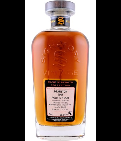 Fles Signatory Vintage Deanston 13 Years Old, single malt whisky, op voorraad bij slijterij t Bockje in Bathmen