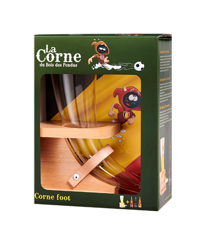 Geschenk La Corne du Bois des Pendus Kadoverpakking 3x33cl met Hoornglas van La Corne, bij slijterij ’t Bockje in Bathmen
