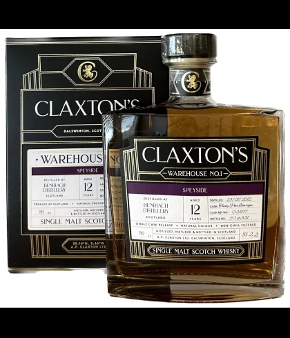 Fles Claxton&rsquo;s Benriach 12 Years Old, single malt whisky, op voorraad bij slijterij t Bockje in Bathmen