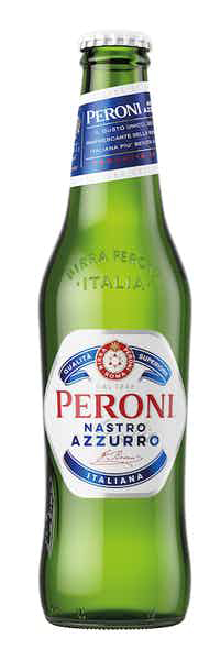 Fles Peroni Nastro Azzurro, bier van Peroni, op voorraad bij slijterij t Bockje in Bathmen
