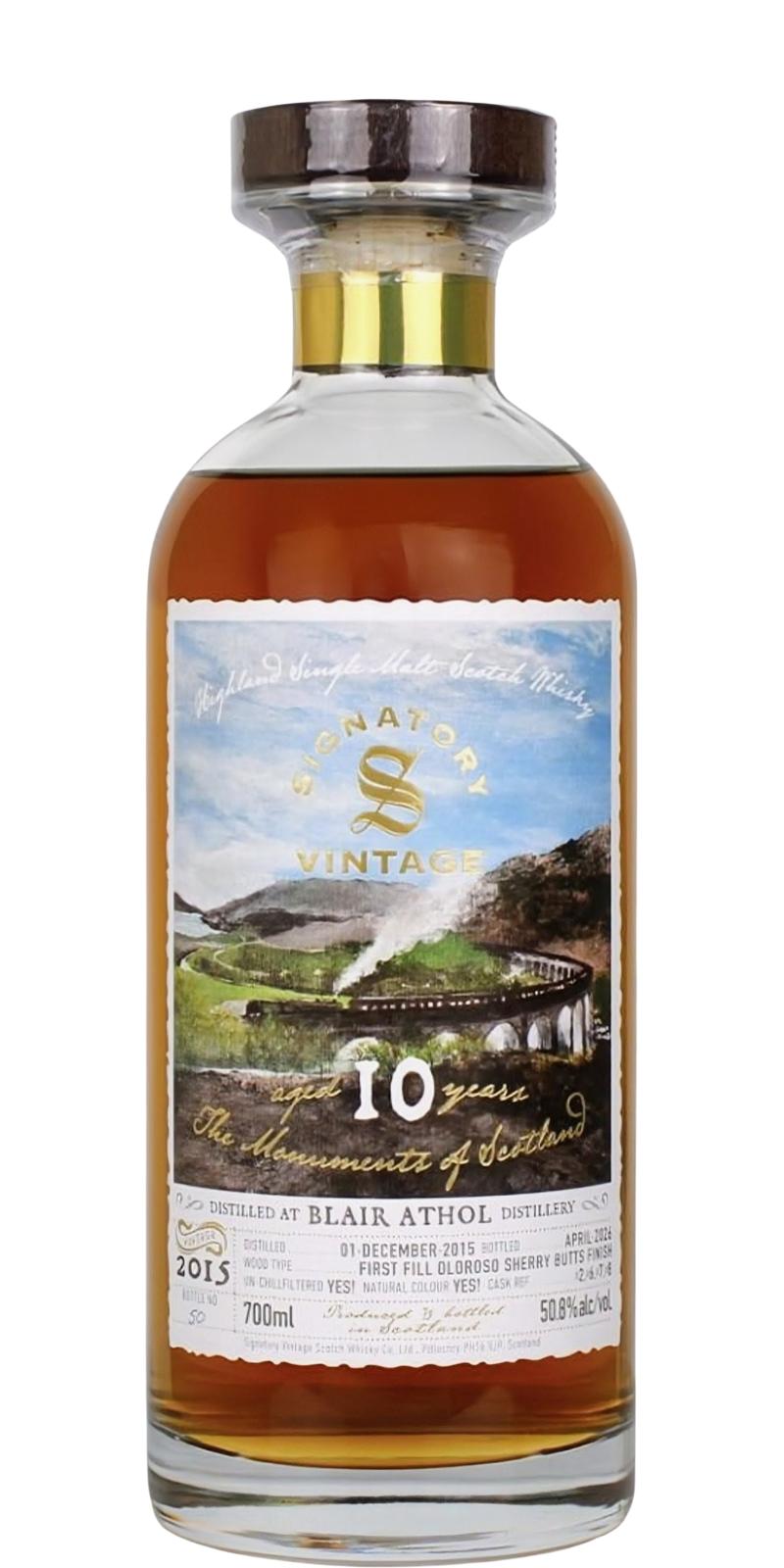 Fles Signatory Monuments of Scotland Blair Athol 10Y, single malt whisky, op voorraad bij slijterij t Bockje in Bathmen