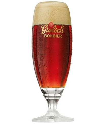 Grolsch Bokbier glas oud, glas bij t Bockje in Bathmen