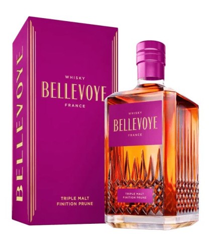 Fles Bellevoye Triple Malt Finition Prune, whisky, op voorraad bij slijterij t Bockje in Bathmen