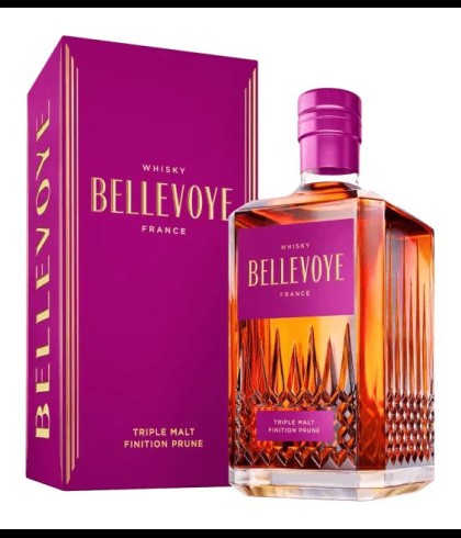 Fles Bellevoye Triple Malt Finition Prune, whisky, op voorraad bij slijterij t Bockje in Bathmen
