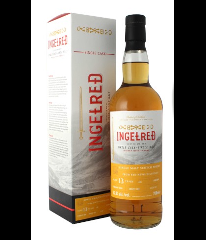 Fles Ingelred Ben Nevis 13Y 2008 #685, single malt whisky, op voorraad bij slijterij t Bockje in Bathmen