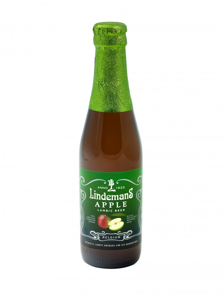 Fles Lindemans Apple, bier van Lindemans, op voorraad bij slijterij t Bockje in Bathmen