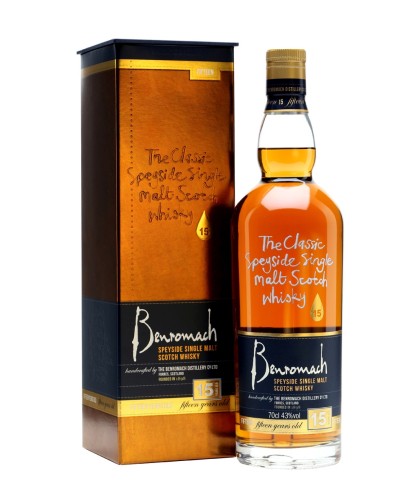 Fles Benromach 15 Years Old – oudere uitvoering, single malt whisky, op voorraad bij slijterij t Bockje in Bathmen