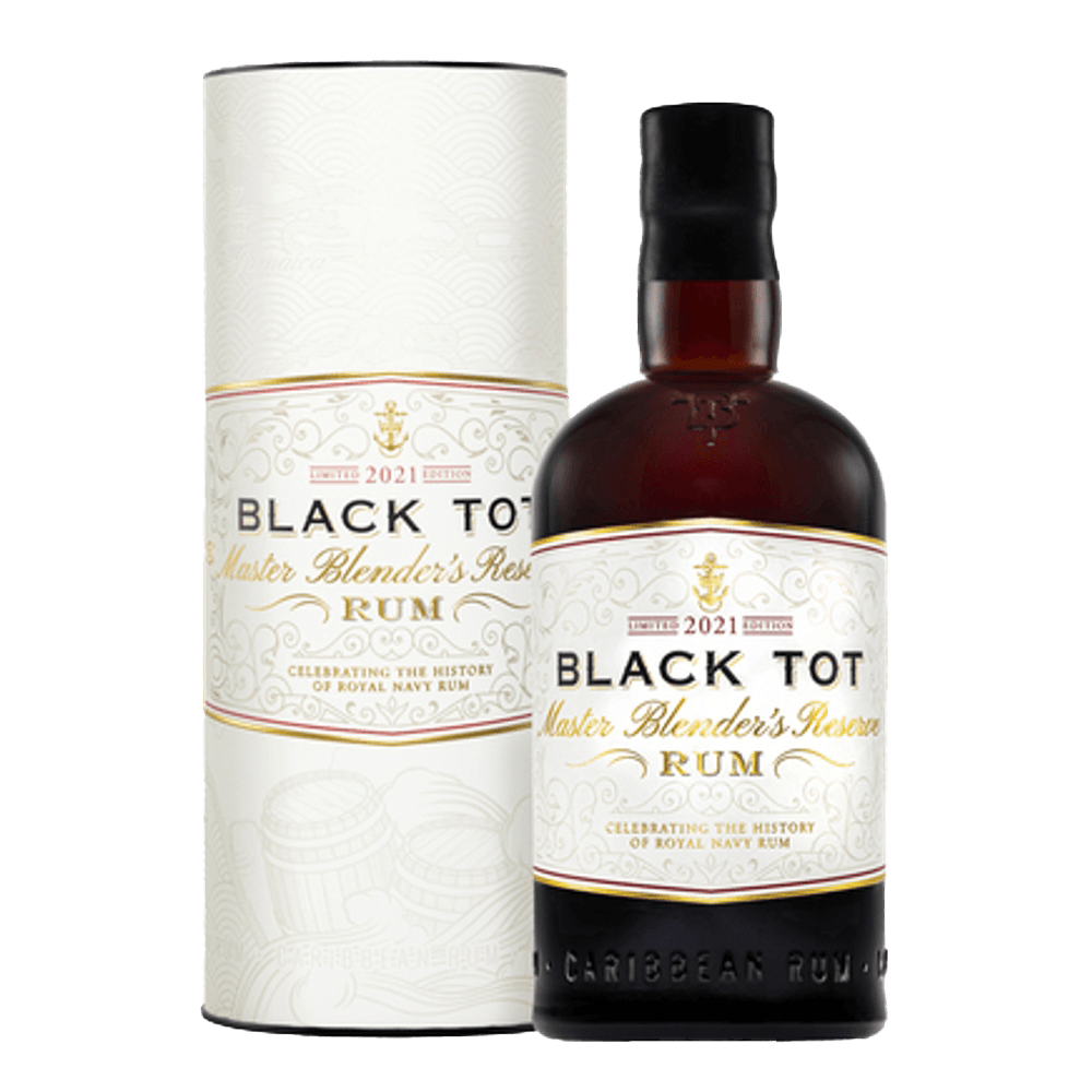 Fles Black Tot Master Blender’s Reserve Rum 2021, rum, bij slijterij ’t Bockje in Bathmen