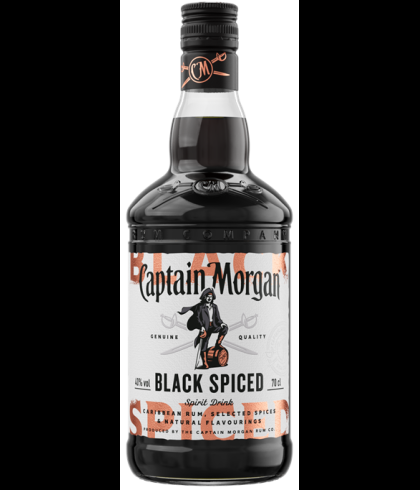 Fles Captain Morgan Black Spiced, rum, op voorraad bij slijterij t Bockje in Bathmen