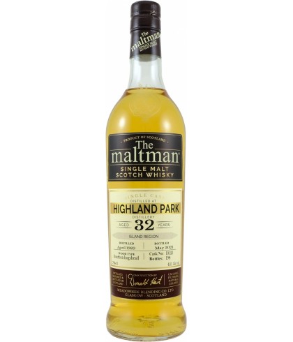 Fles The Maltman Highland Park 1989, enkel vat gebotteld door The Maltman uit Glasgow, op voorraad bij slijterij t Bockje in Bathmen
