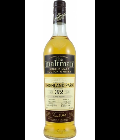Fles The Maltman Highland Park 1989, enkel vat gebotteld door The Maltman uit Glasgow, op voorraad bij slijterij t Bockje in Bathmen