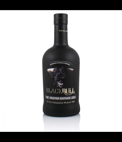 Fles BLACK BULL PEATED, whisky, op voorraad bij slijterij t Bockje in Bathmen