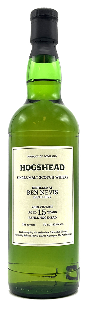 Fles Hogshead 15 Years Old Ben Nevis 2010, single malt whisky, op voorraad bij slijterij t Bockje in Bathmen