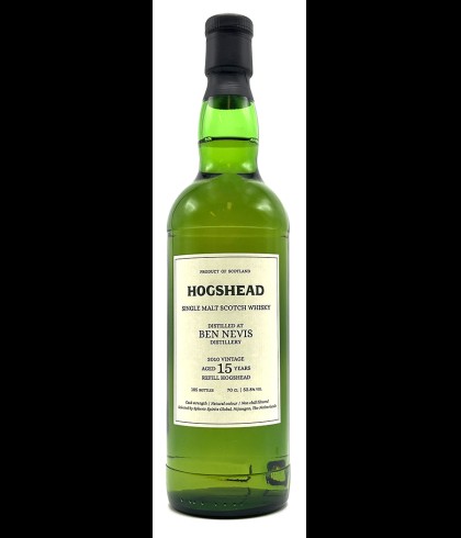 Fles Hogshead 15 Years Old Ben Nevis 2010, single malt whisky, op voorraad bij slijterij t Bockje in Bathmen